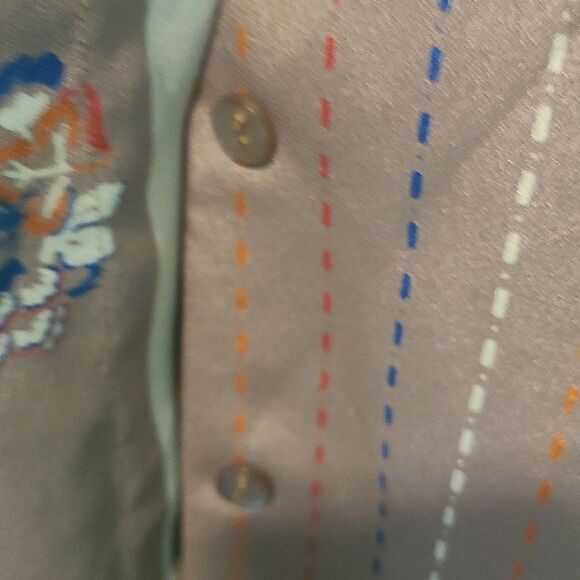 Ladies Serge Nancel Paris Blouse Tan With Stripe And Floral Design - Picture 6 of 9